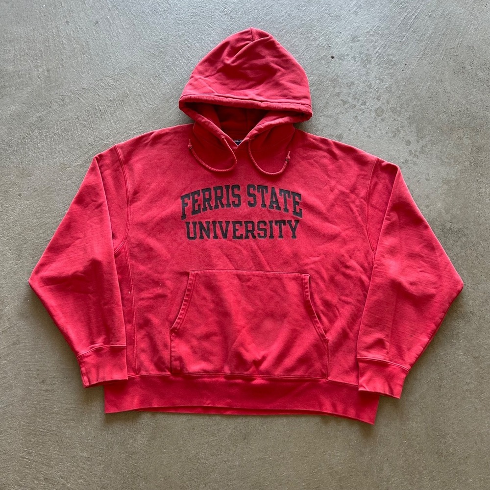 Vintage Champion Reverse Weave Ferris State Sweatshirt Size XXL Red Hoodie NCAA‎